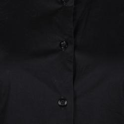 Pre Owned Emporio Armani Black Cotton Button Front Long Sleeve Shirt M