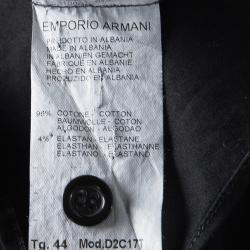 Pre Owned Emporio Armani Black Cotton Button Front Long Sleeve Shirt M