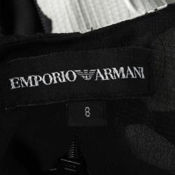 Pre Owned Emporio Armani Monochrome Floral Print Back Tie Detail Blouse M