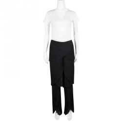Pre Owned Emporio Armani Black Plisse Layered Pants M