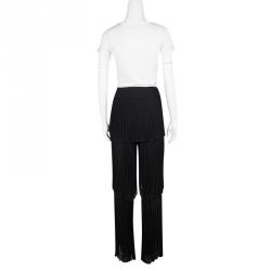 Pre Owned Emporio Armani Black Plisse Layered Pants M