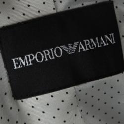 Pre Owned جاكيت بليزر أمبوريو أرماني قطن أسود ياقة ماندرين M