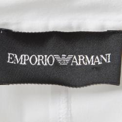 Pre Owned Emporio Armani White Frill Cuff Detail Long Sleeve Shirt L