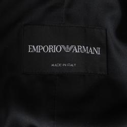 Pre Owned Emporio Armani Black Metallic Croquis Pattern Jacquard Cropped Jacket S