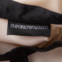 Pre Owned Emporio Armani Beige Contrast Trim Detail Long Sleeve Silk Blouse S