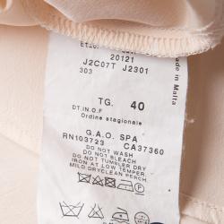 Pre Owned Emporio Armani Beige Contrast Trim Detail Long Sleeve Silk Blouse S