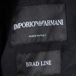 Pre Owned Emporio Armani Grey and Black Button Front Brad Line Jacket M