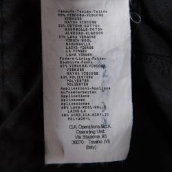 Pre Owned Emporio Armani Grey and Black Button Front Brad Line Jacket M