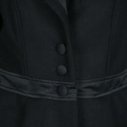 Pre Owned Emporio Armani Black Wool Satin Trim Button Front Short Coat M
