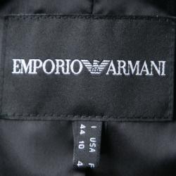 Pre Owned Emporio Armani Black Wool Satin Trim Button Front Short Coat M