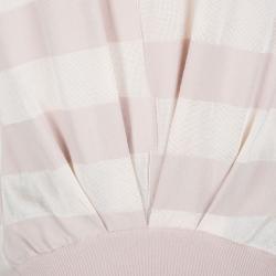 Pre Owned Emporio Armani Blush Pink and Cream Broken Block Striped Knit Top S
