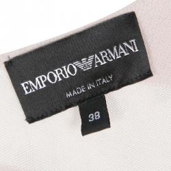 Pre Owned Emporio Armani Blush Pink and Cream Broken Block Striped Knit Top S