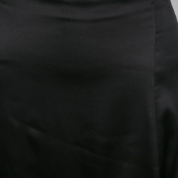 Pre Owned Emporio Armani Black Satin Twist Hem Detail Pencil Skirt S
