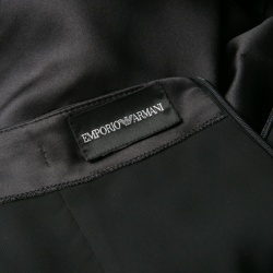Pre Owned Emporio Armani Black Satin Twist Hem Detail Pencil Skirt S