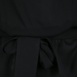 Pre Owned Emporio Armani Black Silk Draped Front Belted Blouse S