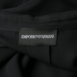 Pre Owned Emporio Armani Black Silk Draped Front Belted Blouse S