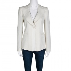 Pre Owned Empório Armani Cream Textured Two Button Blazer M