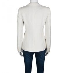 Pre Owned Empório Armani Cream Textured Two Button Blazer M
