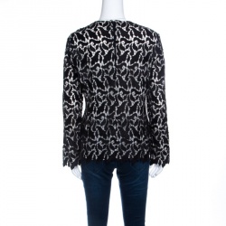 Pre Owned Emporio Armani Black Guipure Lace Long Sleeve Blouse M