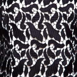 Pre Owned Emporio Armani Black Guipure Lace Long Sleeve Blouse M