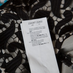 Pre Owned Emporio Armani Black Guipure Lace Long Sleeve Blouse M