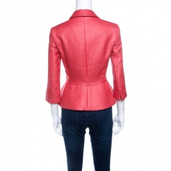 Pre Owned Emporio Armani Pink Textured Peplum Blazer S