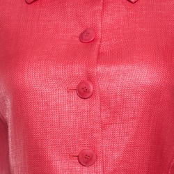 Pre Owned Emporio Armani Pink Textured Peplum Blazer S