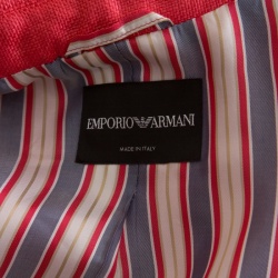 Pre Owned Emporio Armani Pink Textured Peplum Blazer S