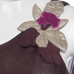 Pre Owned Emporio Armani Burgundy Floral Applique Tie Detail One Shoulder Top S