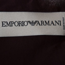 Pre Owned Emporio Armani Burgundy Floral Applique Tie Detail One Shoulder Top S