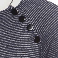 Pre Owned Emporio Armani Navy Blue and White Striped Knit Sweater S