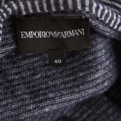 Pre Owned Emporio Armani Navy Blue and White Striped Knit Sweater S