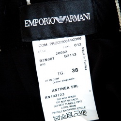 Pre Owned Emporio Armani Striped Monochrome Wool Godet Skirt M