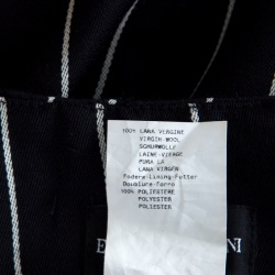 Pre Owned Emporio Armani Striped Monochrome Wool Godet Skirt M