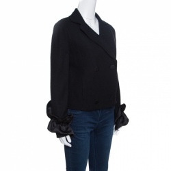 Pre Owned Emporio Armani Back Wool Blend Double Breasted Blazer M