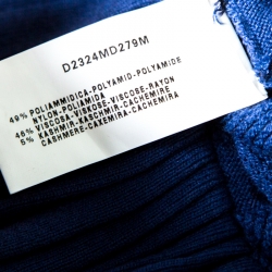 Pre Owned Emporio Armani Blue Patterned Knit Ruffled Long Sleeve Shrug S