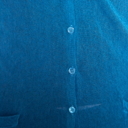Pre Owned Emporio Armani Teal Blue Knit Long Cardigan S