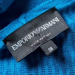 Pre Owned Emporio Armani Teal Blue Knit Long Cardigan S