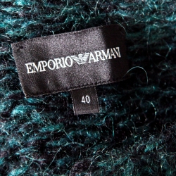 Pre Owned Emporio Armani Green Mohair and Wool Blend Braided Bodice Detail Sweater S