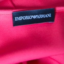 Pre Owned Emporio Armani Red Mulberry Silk Long Sleeve Blouse L