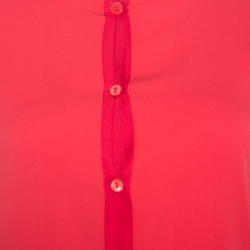 Pre Owned Emporio Armani Red Mulberry Silk Long Sleeve Blouse L