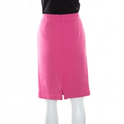 Pre Owned Emporio Armani Pink Wool Crepe Pencil Skirt M