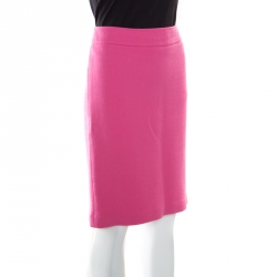 Pre Owned Emporio Armani Pink Wool Crepe Pencil Skirt M
