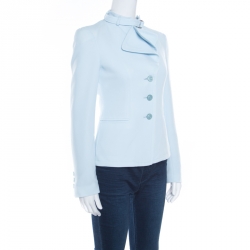 Pre Owned Emporio Armani Powder Blue Layered Lapel Blazer S