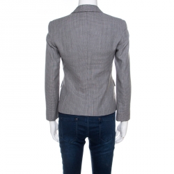 Pre Owned Emporio Armani Monochrome Jacquard One Button Blazer S