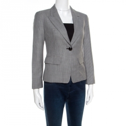 Pre Owned Emporio Armani Monochrome Jacquard One Button Blazer S