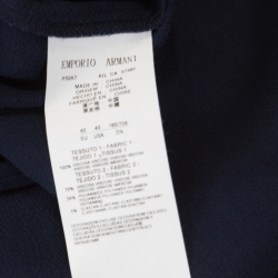 Pre Owned Emporio Armani Navy Blue Crepe Drawstring Detail Pants M