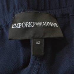 Pre Owned Emporio Armani Navy Blue Crepe Drawstring Detail Pants M