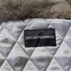 Pre Owned Emporio Armani Beige Rabbit Fur Trim Waterproof Dress Coat S
