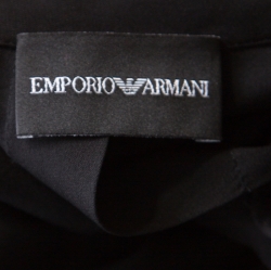 Pre Owned Emporia Armani Black Silk Peter Pan Collar Short Sleeve Shirt S